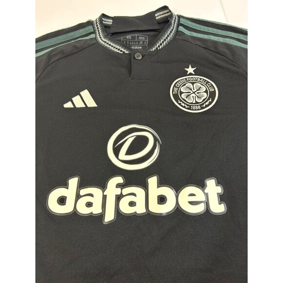 Adidas Celtic Football Club Men Soccer Jersey XS Black Green White Slim Button - Picture 5 of 16